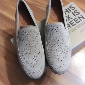 CLARKS COLLECTION PERFORATED SUEDE LOAFERS TRISH CALLA
